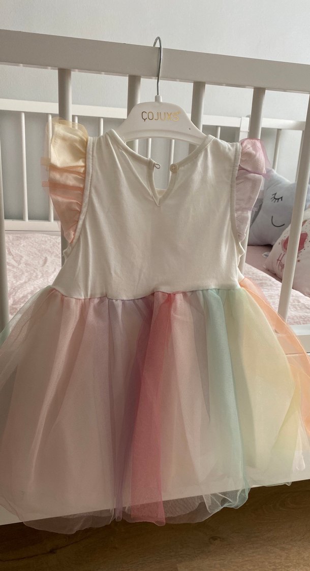 Kız Çocuk Unicorn Baskılı Pamuklu Elbise - Görsel 2