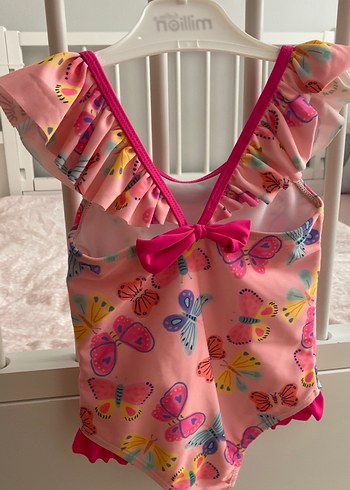 Kelebek Desenli Pembe Kız Çocuk Mayo - Görsel 2