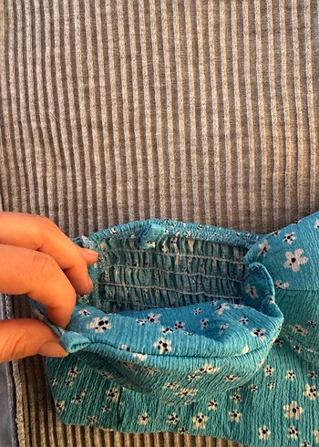 Çiçek Desenli Turkuaz Straplez Bustiyer - Görsel 4