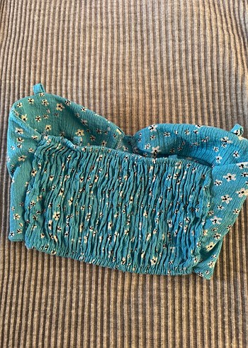 Çiçek Desenli Turkuaz Straplez Bustiyer - Görsel 5