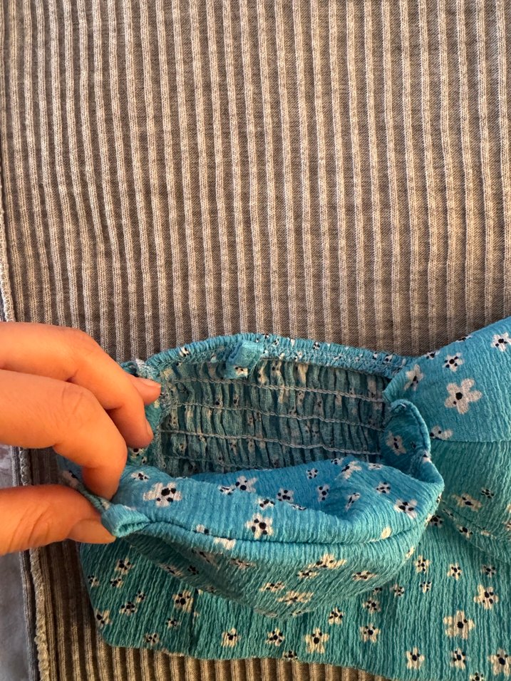 Çiçek Desenli Turkuaz Straplez Bustiyer - Görsel 4