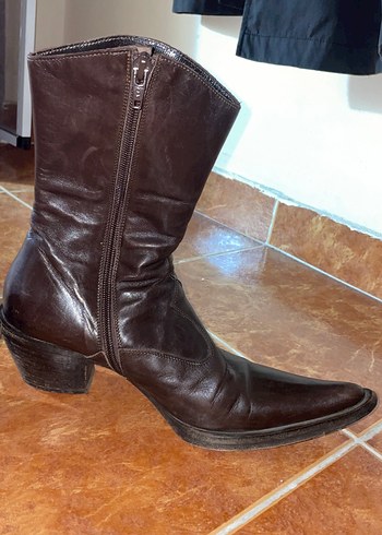 Kahverengi vintage sivri burun bot - Görsel 2