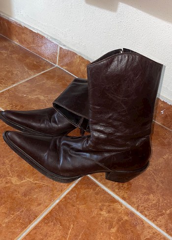 Kahverengi vintage sivri burun bot - Görsel 3