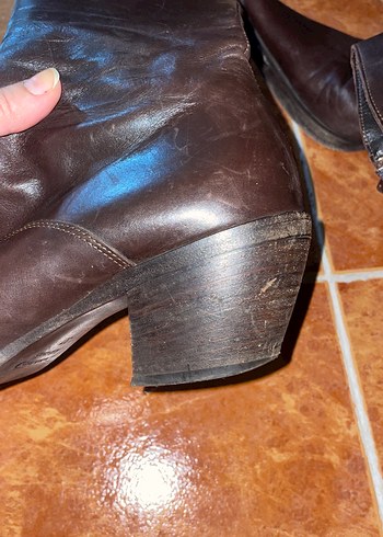 Kahverengi vintage sivri burun bot - Görsel 5