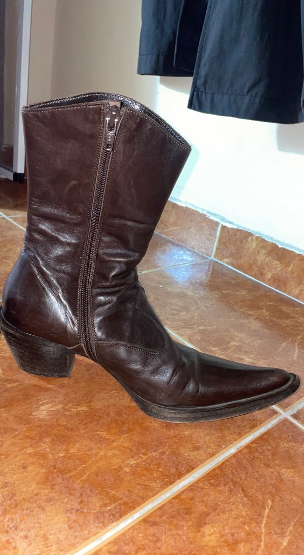 Kahverengi vintage sivri burun bot - Görsel 2