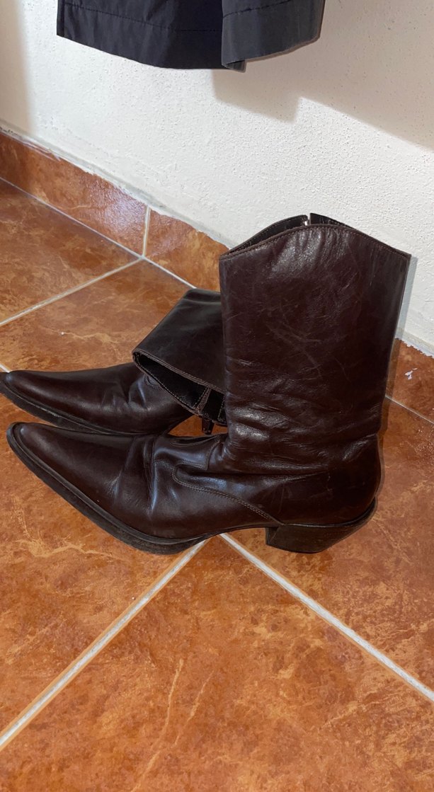 Kahverengi vintage sivri burun bot - Görsel 3