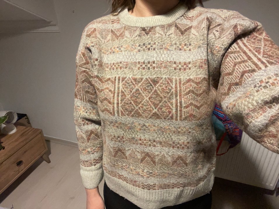 etnik desenli vintage kazak - Görsel 3