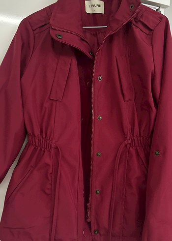 Bordo yağmurluk-ceket - Görsel 4