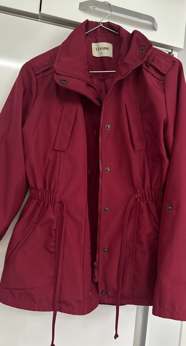 Bordo yağmurluk-ceket - Görsel 4