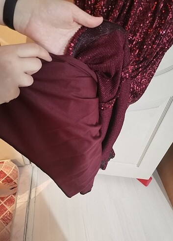 Bordo Abiye Elbise 1 Kez Giyildi - Görsel 2