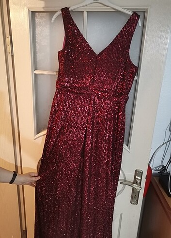 Bordo Abiye Elbise 1 Kez Giyildi - Görsel 3