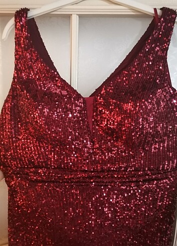 Bordo Abiye Elbise 1 Kez Giyildi - Görsel 4