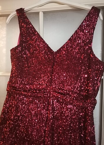 Bordo Abiye Elbise 1 Kez Giyildi - Görsel 6