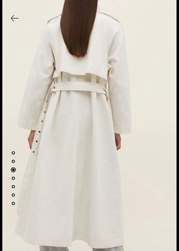 Kadın Beyaz Keten Uzun Trençkot - Görsel 2