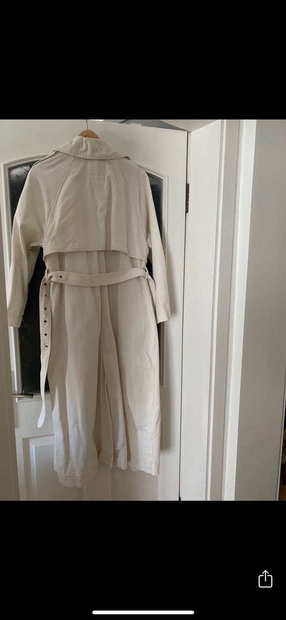 Kadın Beyaz Keten Uzun Trençkot - Görsel 4