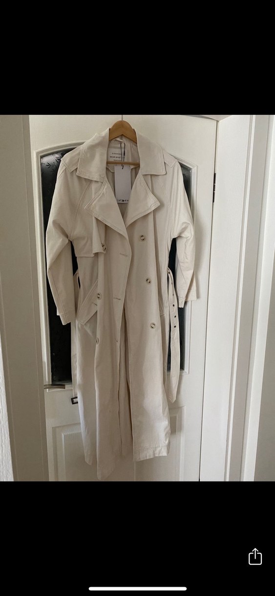 Kadın Beyaz Keten Uzun Trençkot - Görsel 3