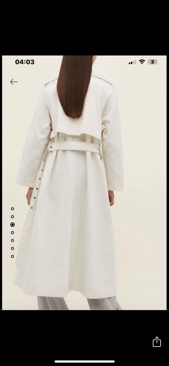 Kadın Beyaz Keten Uzun Trençkot - Görsel 2
