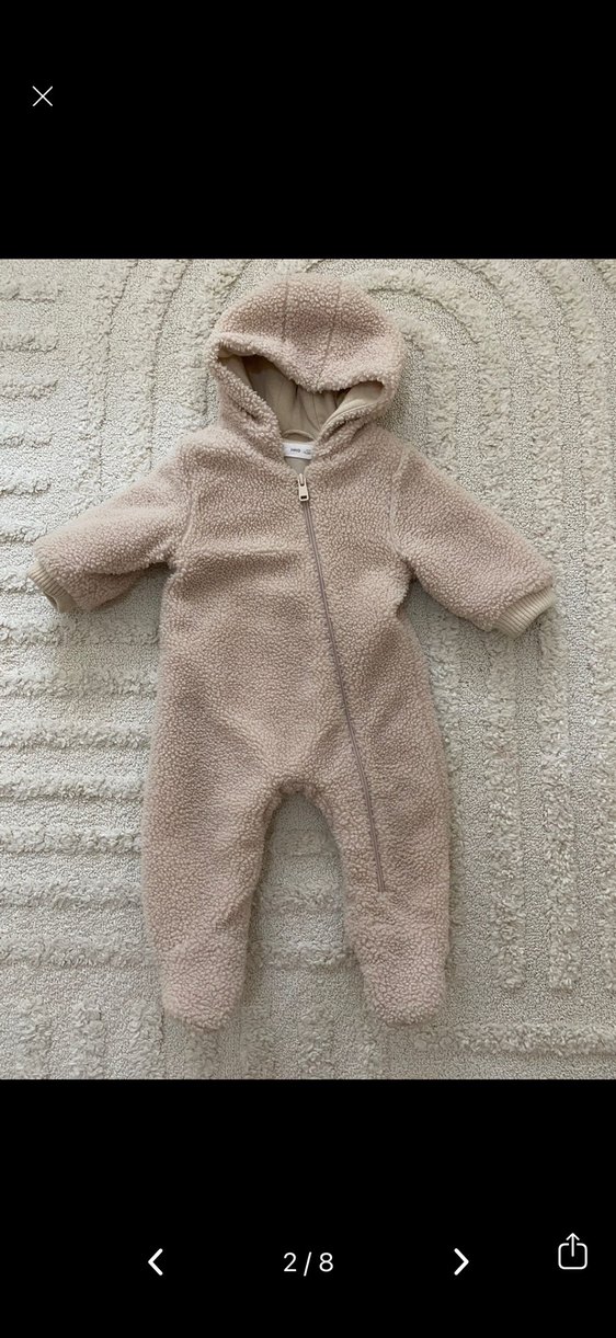 Ünisex Bebek Peluş Kapüşonlu Tulum 6.&9 aylık - Görsel 2