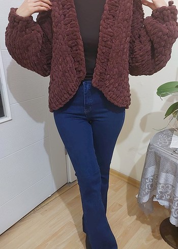 puffy örgü hırka - Görsel 3