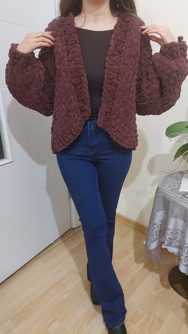 puffy örgü hırka - Görsel 3