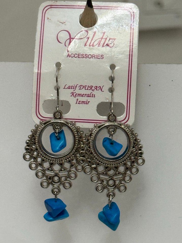 FİRUZE TAŞLI  BOHEM KÜPELER - Görsel 4