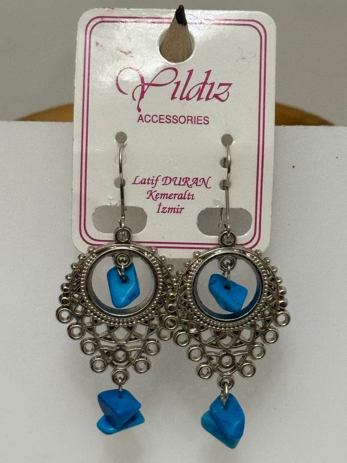 FİRUZE TAŞLI  BOHEM KÜPELER - Görsel 3