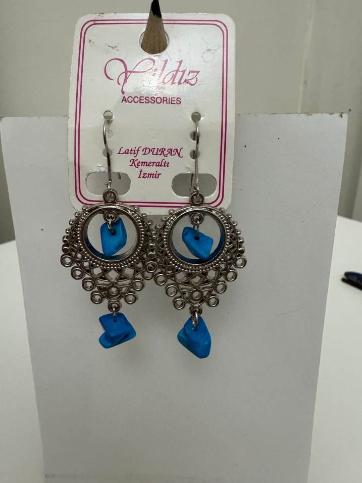 FİRUZE TAŞLI  BOHEM KÜPELER - Görsel 5