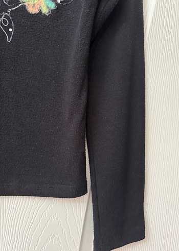 KEÇELİ ÇİÇEK İŞLEMELİ SİYAH  TRİKO - Görsel 5