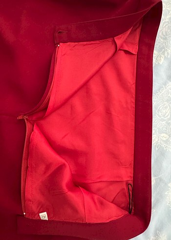 BORDO KREP JORJET UZUN ETEK - Görsel 5