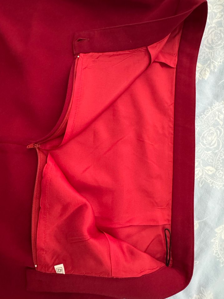 BORDO KREP JORJET UZUN ETEK - Görsel 5