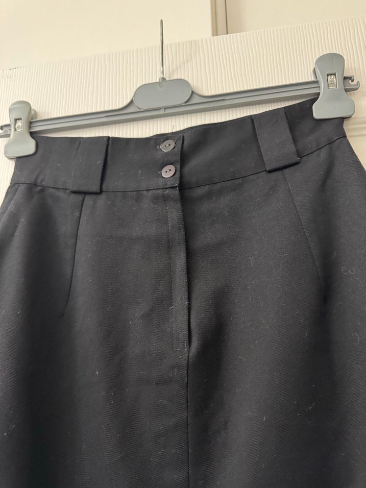 SİYAH  UZUN KEMERLİ  OFİS  ETEĞİ - Görsel 5