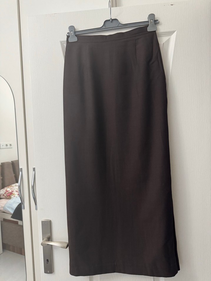 KAHVE  DİLEK HANİF GABARDİN UZUN ETEK - Görsel 3