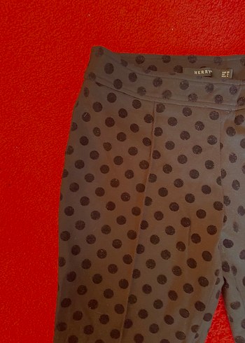 Siyah Puantiyeli Düğmeli Kadın Kumaş Pantolon - Görsel 2