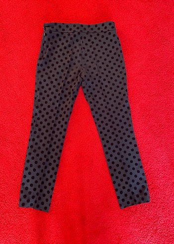 Siyah Puantiyeli Düğmeli Kadın Kumaş Pantolon - Görsel 5