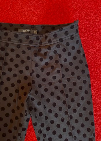 Siyah Puantiyeli Düğmeli Kadın Kumaş Pantolon - Görsel 3