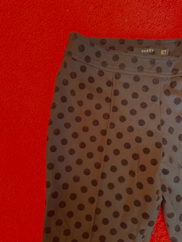 Siyah Puantiyeli Düğmeli Kadın Kumaş Pantolon - Görsel 2