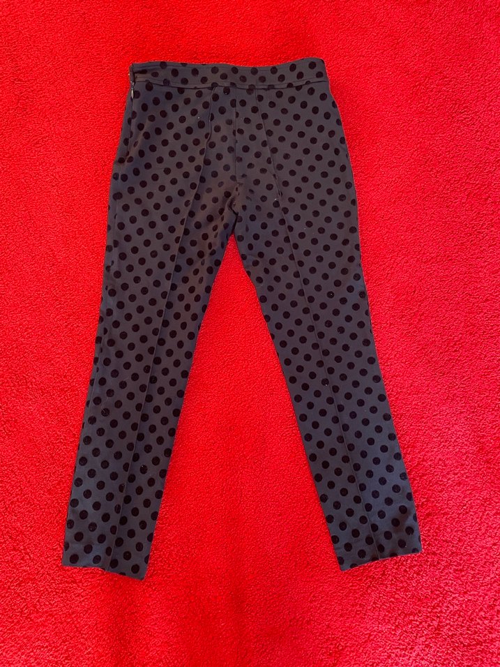 Siyah Puantiyeli Düğmeli Kadın Kumaş Pantolon - Görsel 5