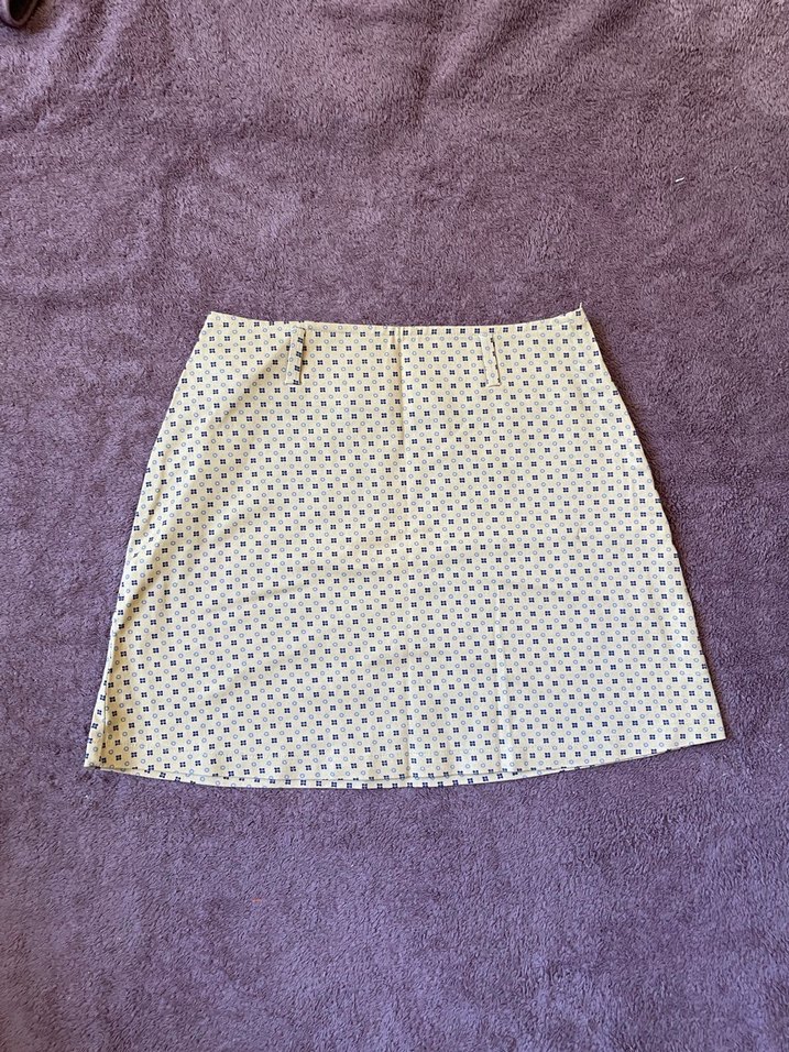 Çiçek desenli bej mini etek - Görsel 5