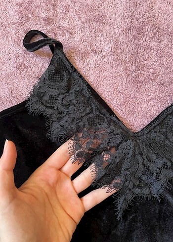 Dantel Detaylı Siyah Mini Goth Elbise - Görsel 4