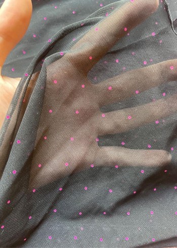 Siyah puantiyeli lingerie üst - Görsel 5