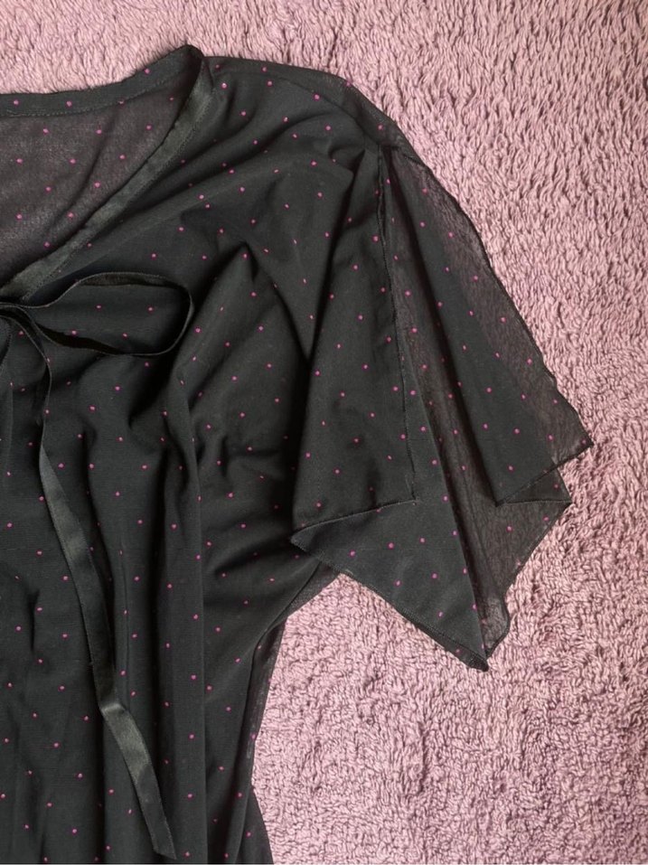 Siyah puantiyeli lingerie üst - Görsel 3