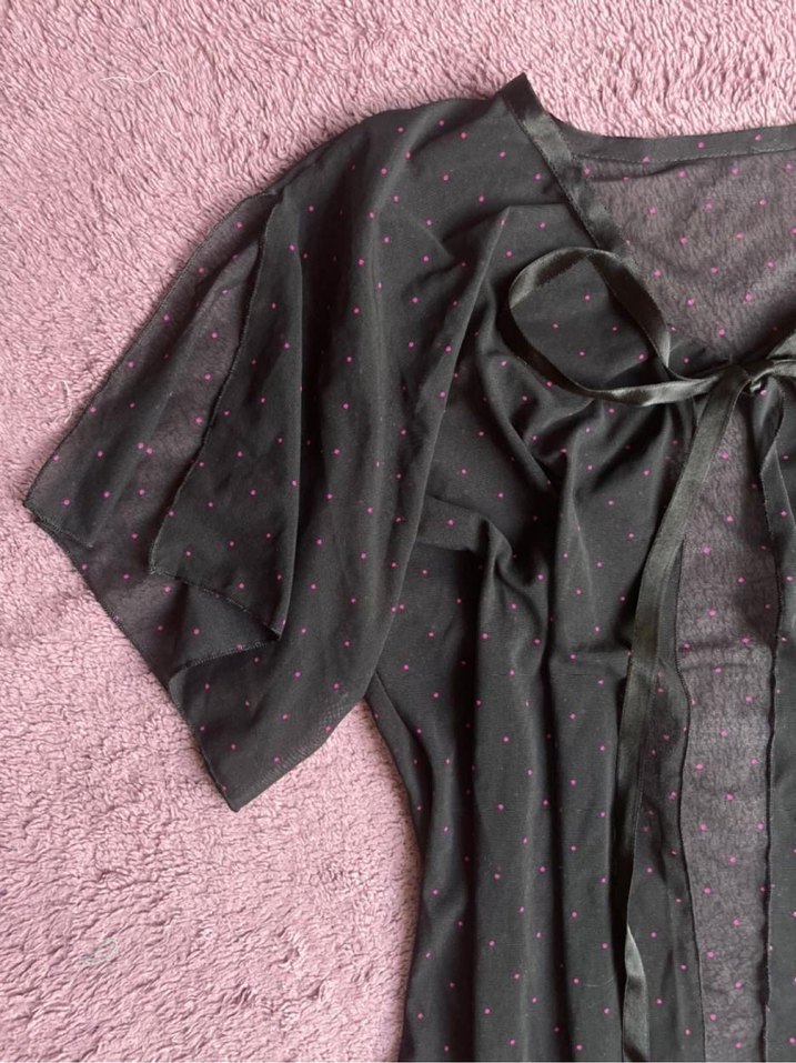 Siyah puantiyeli lingerie üst - Görsel 4