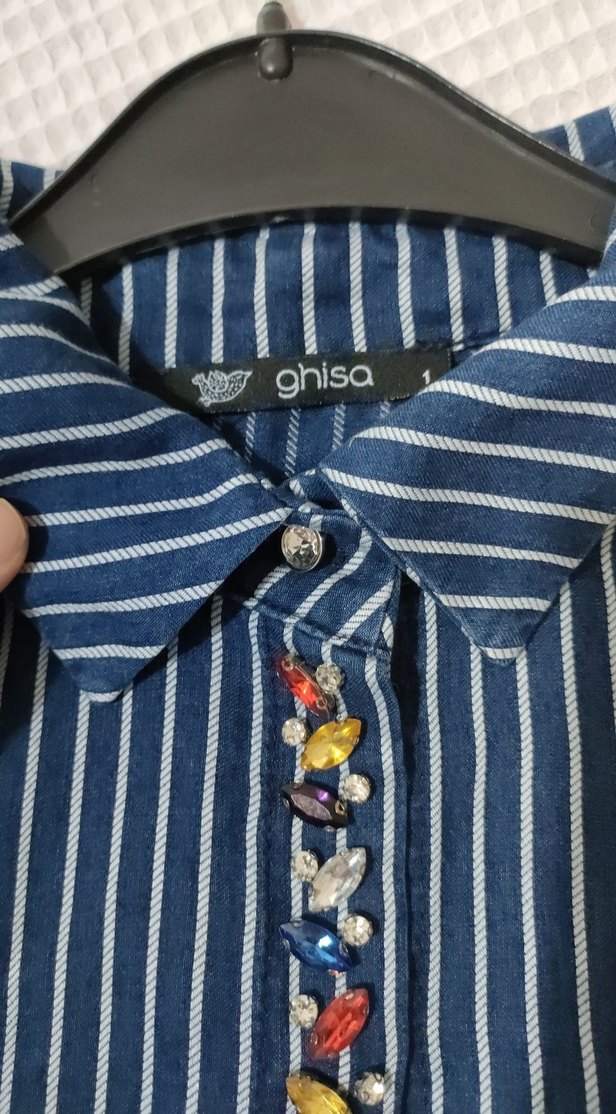 Kadın Lacivert Çizgili Uzun  Elbise - Görsel 4