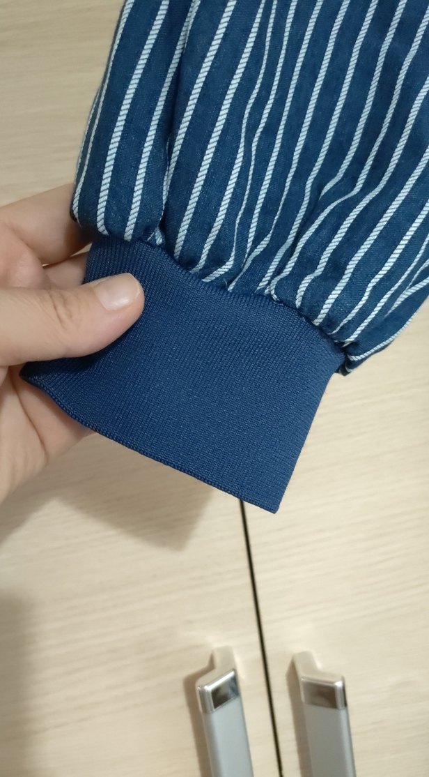 Kadın Lacivert Çizgili Uzun  Elbise - Görsel 2