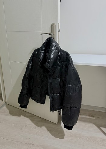 Kadın Siyah mont ceket - Görsel 3