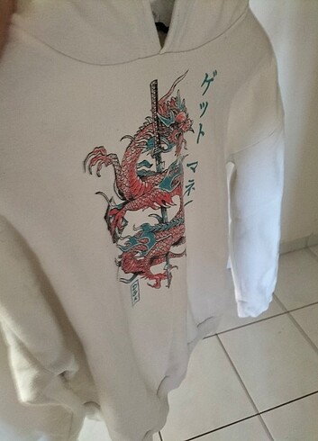Beyaz#onu ejderha resimli#sweetshirt