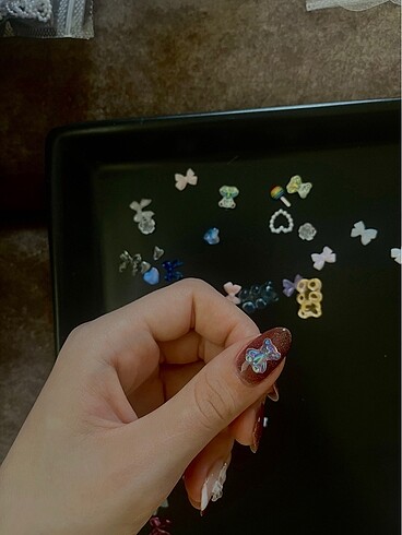 Tırnak Pembe Hologram Ayıcık Charm / Süsü