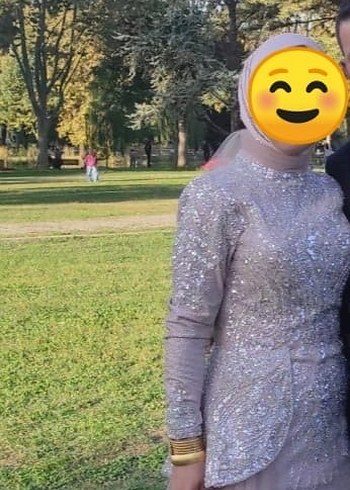 Diğer Pudra Pembe Drapeli Uzun Kollu Tesettür Nişan Elbisesi40 beden