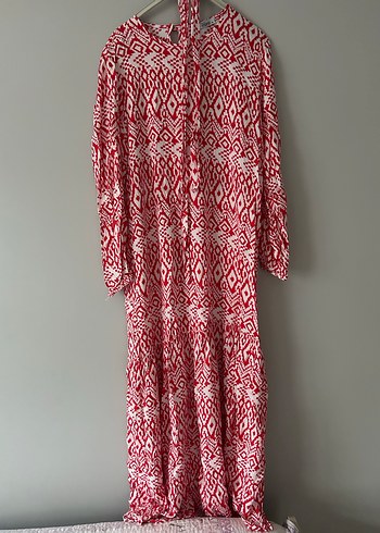 Kırmızı Desenli Bohem Hamile Mini Tunik - Görsel 2