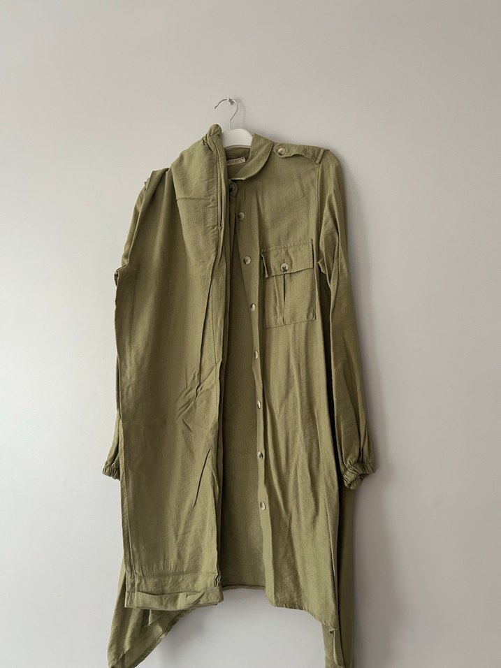 Kadın Keten Gömlek V Yaka Düğmeli - Görsel 2